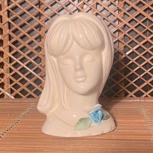 Vintage Ceramic Lady Head Flower Vase Made in Japan
